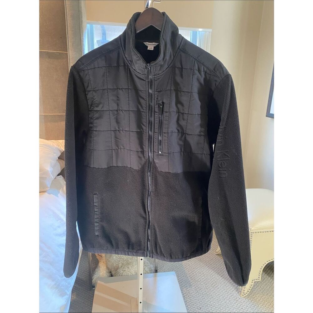 Men's Black Quilted Fleece Jacket - Calvin Klein